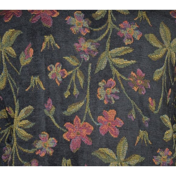 Vintage First Option Ladies L Black Floral Tapestry Jacket Retro Granny Core - Picture 6 of 10